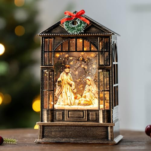 Christmas Snow Globe, Lighted Angel Guarding Nativity Scene, Musical Snow Water Lantern Swirling Glittering Holiday Decoration and Gift for Family Children or Friends | Amazon (US)