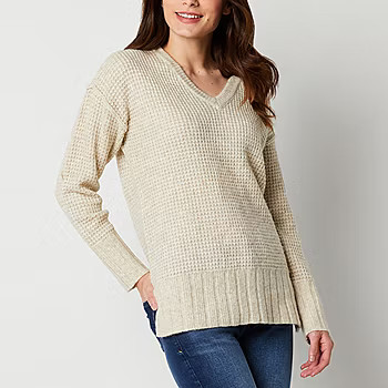 a.n.a Womens V Neck Long Sleeve Pullover Sweater | JCPenney