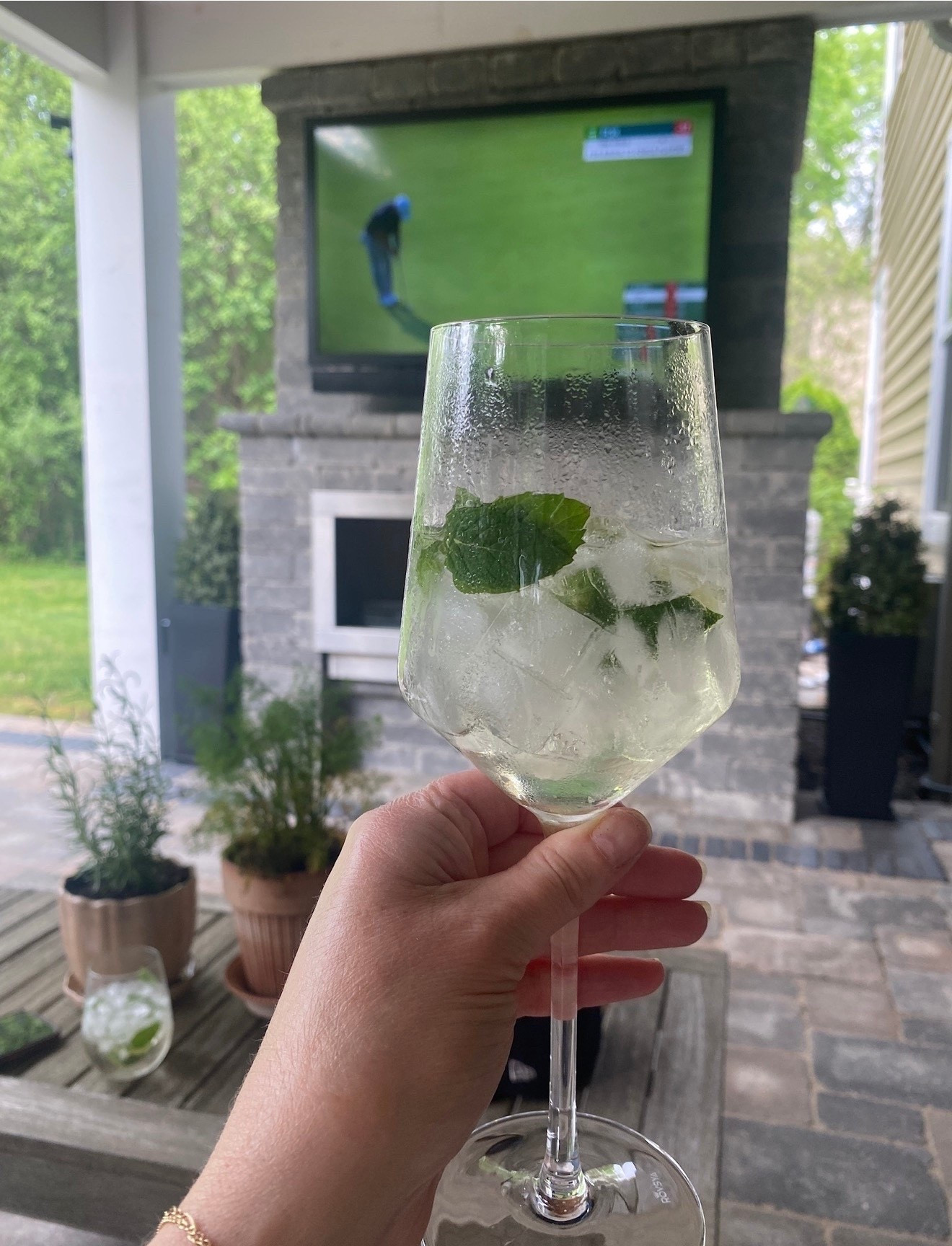 Savoring the sips AND this weather! Relaxing on my patio with a refreshing drink in hand is just my fav. 

#spritz #basilspritz #drinksathome #cocktail #wineglass #cozyhome

#LTKOver40 #LTKSeasonal #LTKSaleAlert