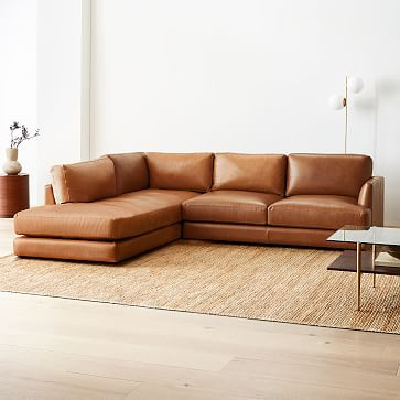 Haven Leather 2-Piece Bumper Chaise Sectional (108") | West Elm | West Elm (US)