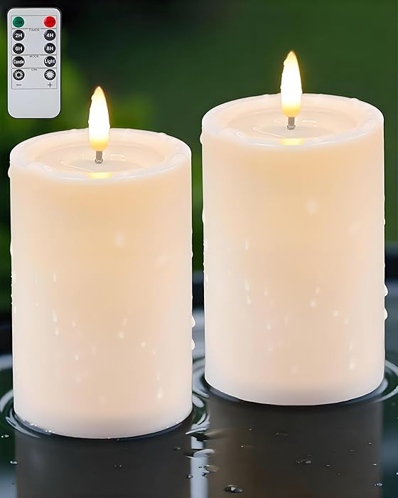 3"x4" Outdoor Waterproof Flameless Candles with Remote and Timers, LED Candles, Battery Operated ... | Amazon (US)