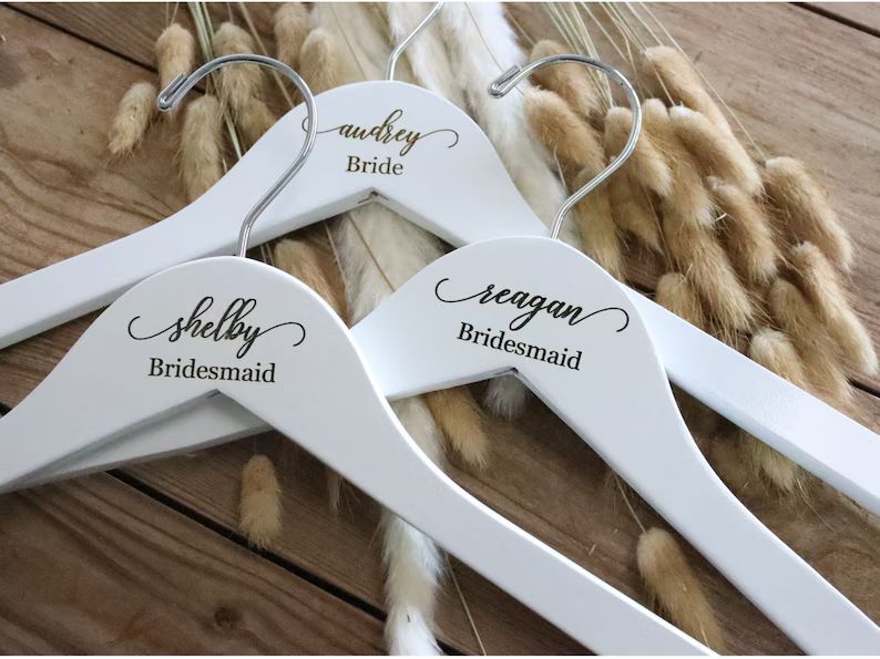Set of 8 Bridesmaid Hangers, Personalized Engraved Bridesmaid Hangers, Wedding Dress Hanger, Engr... | Etsy (US)
