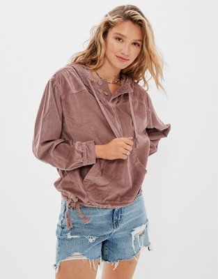 AE Oversized Corduroy Hoodie | American Eagle Outfitters (US & CA)