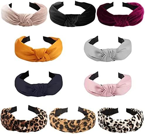 Amazon.com: Headbands for Women, Ondder 10 Pack Fashion Knotted Headbands Top Knot Head Bands Wid... | Amazon (US)