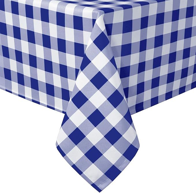 Hiasan Royal Blue Checkered Tablecloth Rectangle - Wrinkle Resistant, Stain Resistant and Waterpr... | Amazon (US)