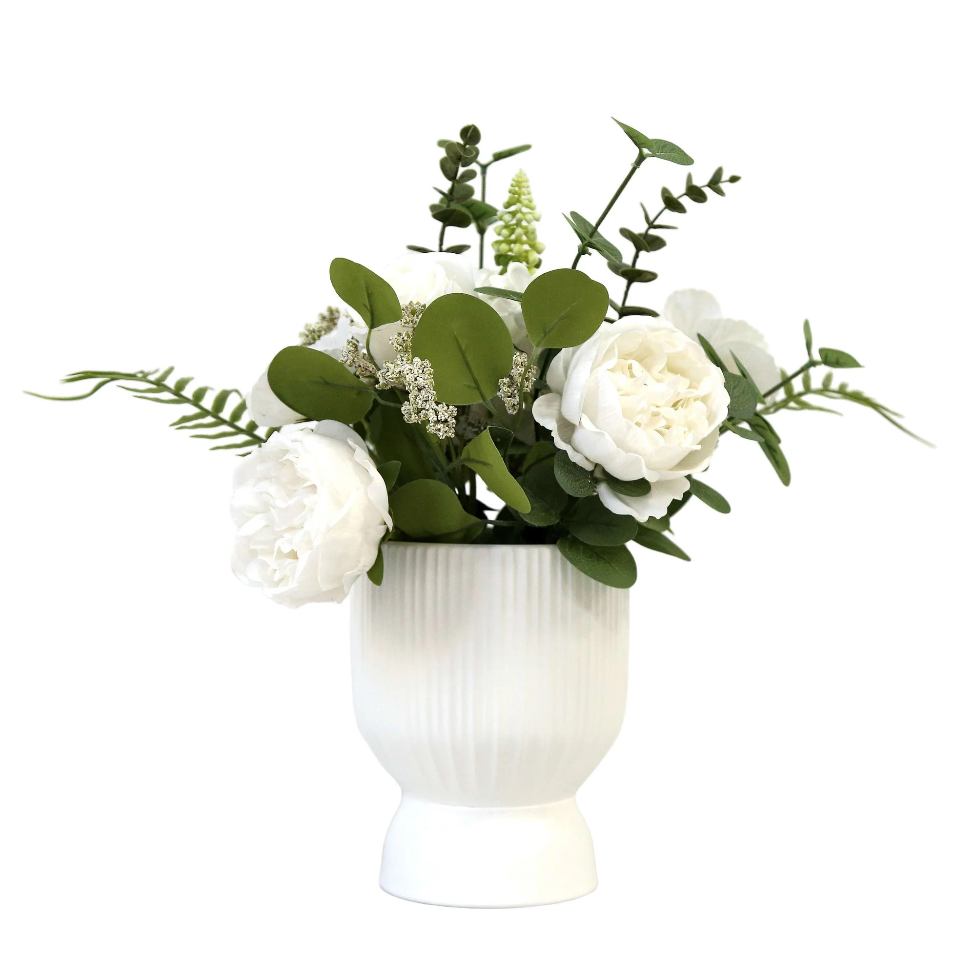 Faux Peonies in Vase, White, 17", by My Texas House | Walmart (US)