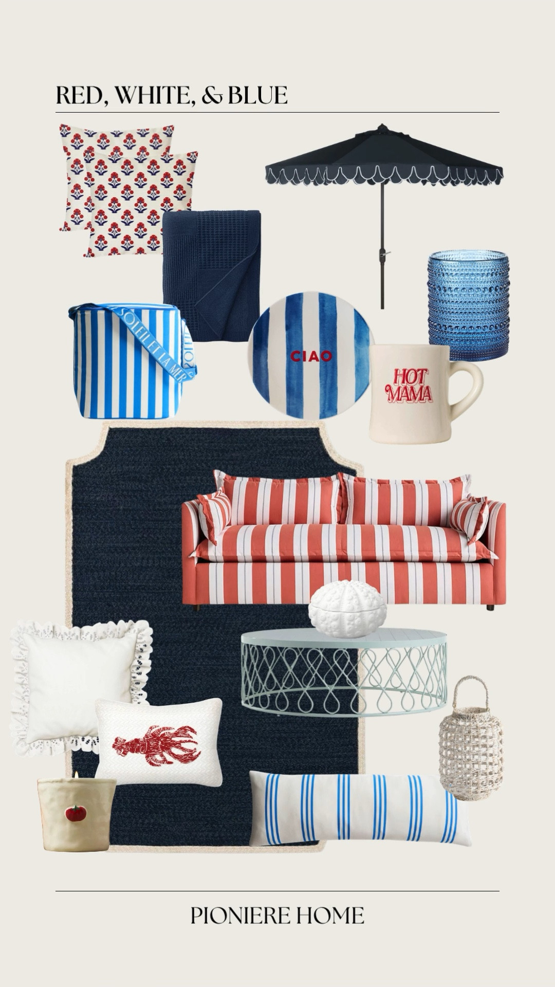 Red, white, & blue furniture and decor. Summer homegoods. Navy blue, outdoor throw pillows, coastal home, Anthropologie, studio McGee, striped sofa

#LTKSeasonal #LTKHome #LTKSaleAlert
