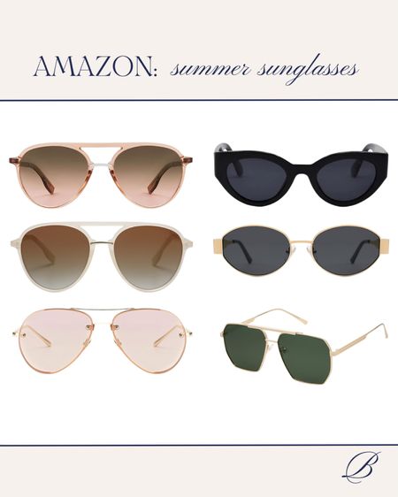 my recent amazon order | sunglasses I plan to wear this summer on my trip to france! The best will make their way into my summer capsule wardrobe as well 

#LTKfindsunder50 #LTKsalealert #LTKSeasonal