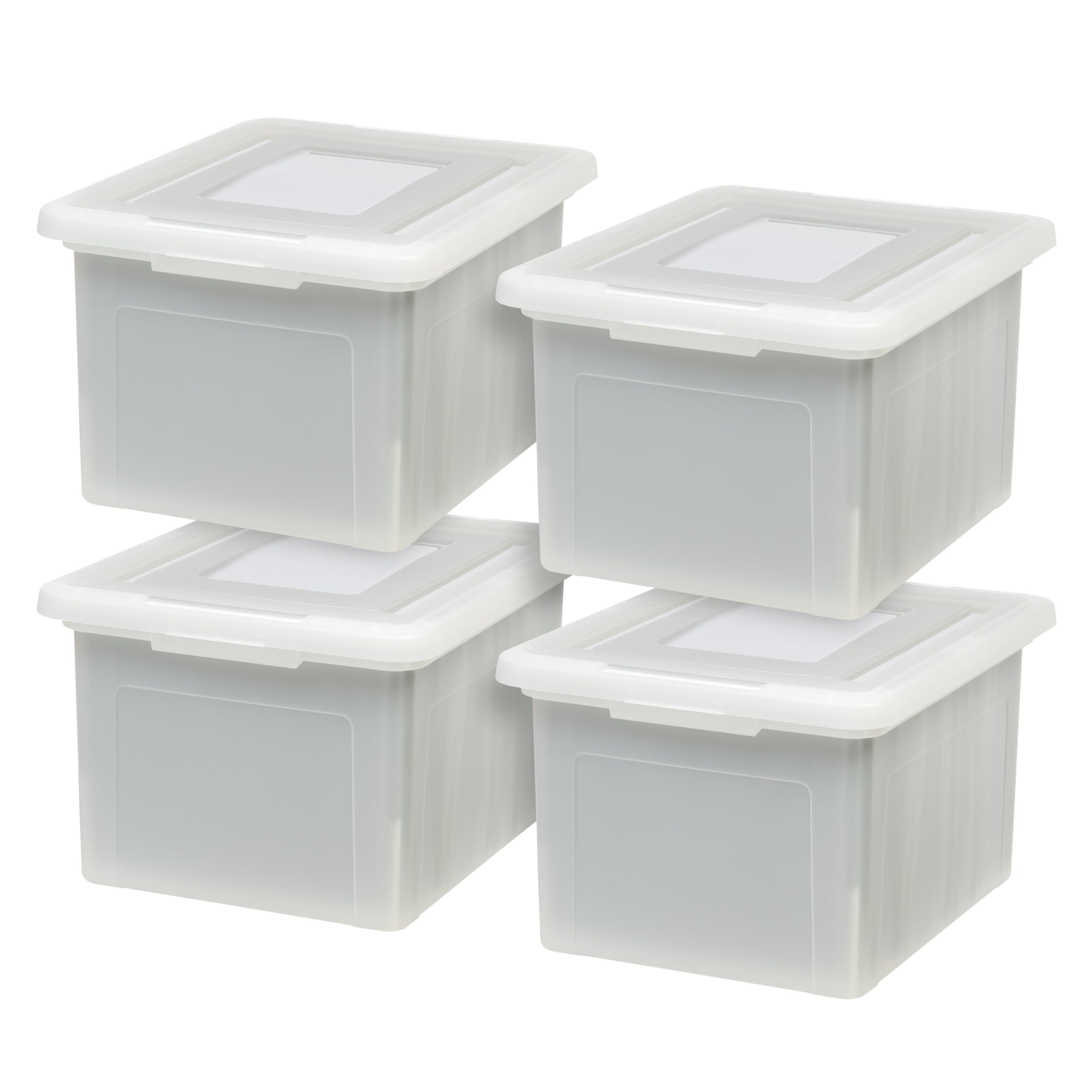 IRIS USA File Box, Plastic File Organizer with Lids for Letter/Legal File, Portable Document Box For Moving, Storage Bin with Durable and Secure Lid, Stackable Nestable BPA-Free, Pearl 35 Qt. 4 Pack | Amazon (US)
