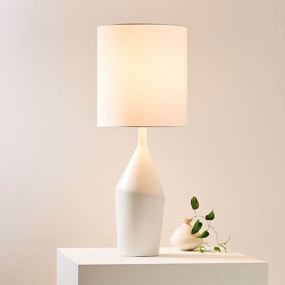Asymmetry Ceramic Table Lamp, Large, White, Set of 2 | West Elm (US)