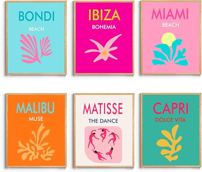 Preppy Room Decor Aesthetic Wall Art Prints -Set of 6 Preppy Wall Art Exhibition Poster & Prints,... | Amazon (US)