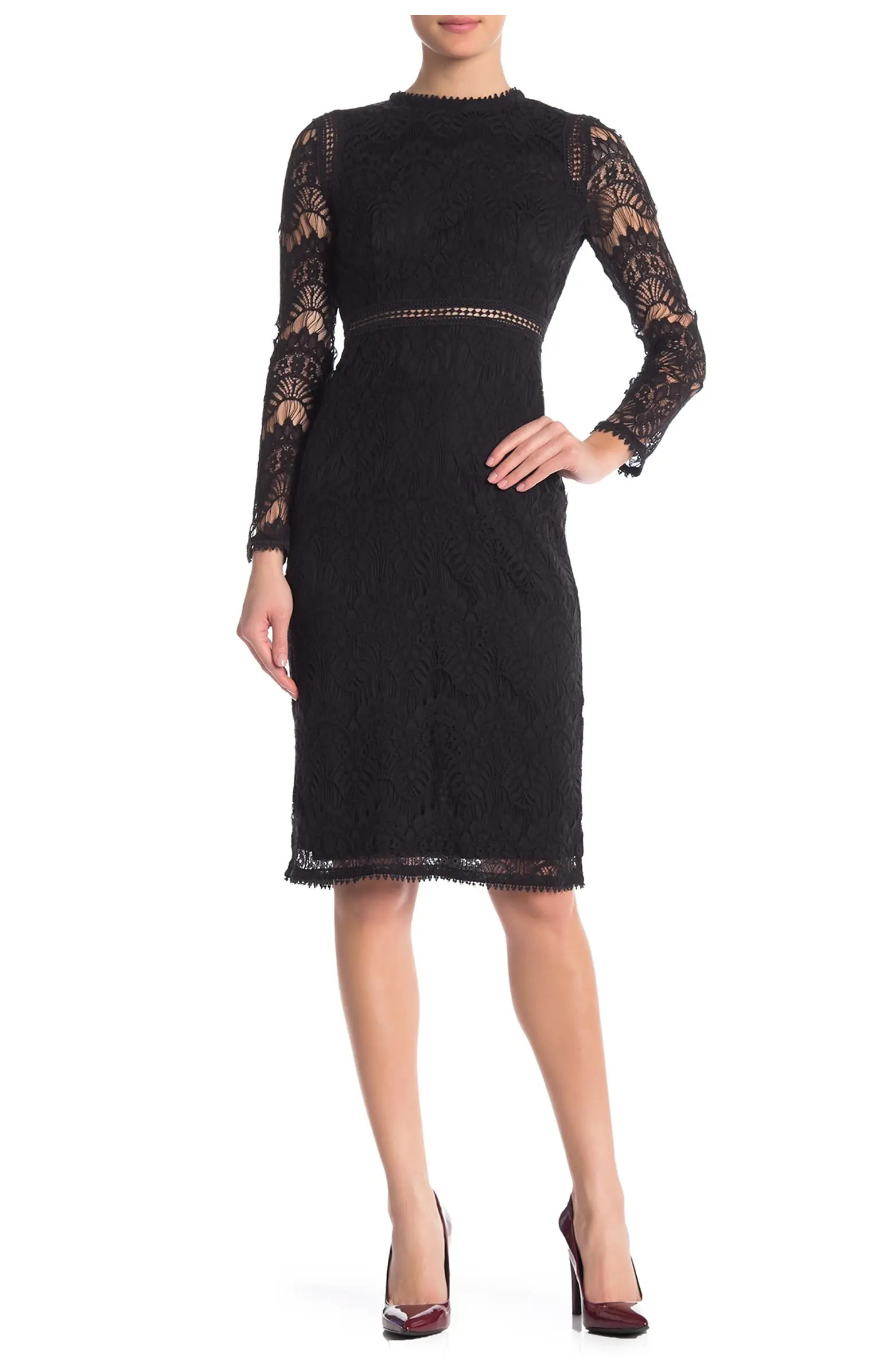 LOVE BY DESIGN Lace Long Sleeve Midi Dress | Nordstromrack | Nordstrom Rack