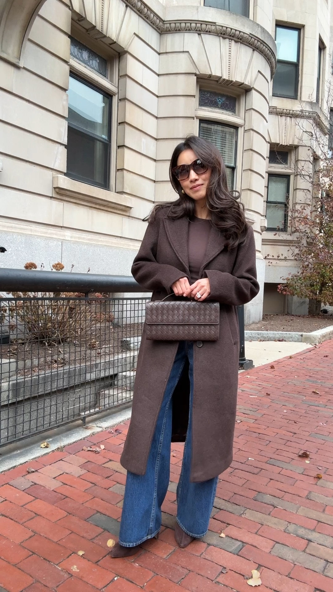 Code AFJEAN is back 12/12-12/15 for an extra discount at Abercrombie !

• Wool tailored topcoat xxs petite, warm weight, longer past midi length

• High rise wide leg jean 24 Short worn with heels runs a little bit at the waist 

• Double layered brown crewneck layering top XS (I size up in fitted tops so it isnt too tight) nice and soft

• Madewell essential belt xxs older color

• Quince woven clutch

• Celine sunglasses

Petite friendly winter outfit, elevated mom style, smart casual office workwear

#LTKSeasonal #LTKWorkwear #LTKPetite