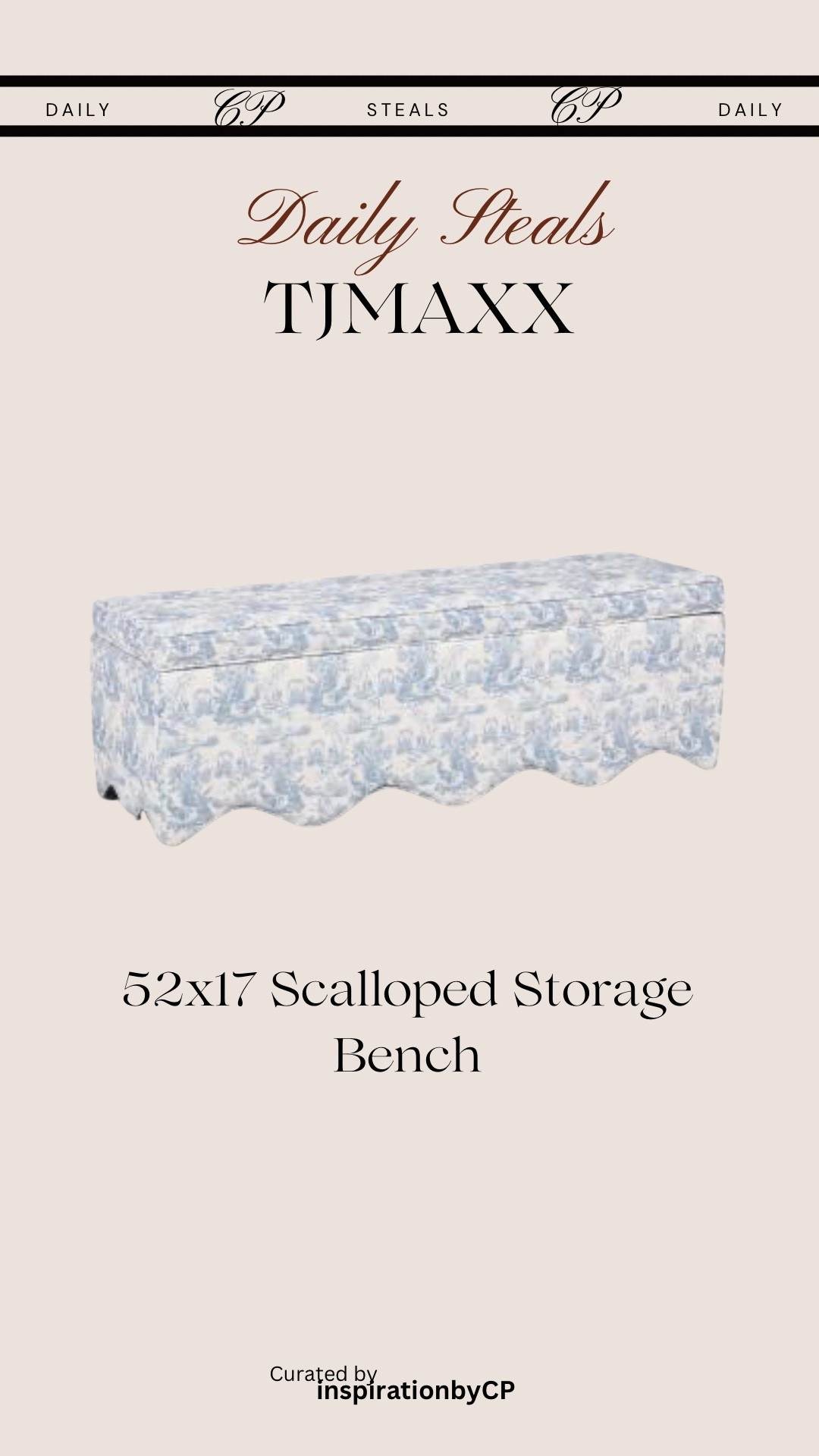 Blue Scalloped Storage Bench
#springdecor #bench #tjmaxxfinds