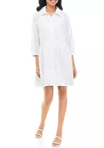 Women's 3/4 Sleeve Tier Eyelet Dress | Belk