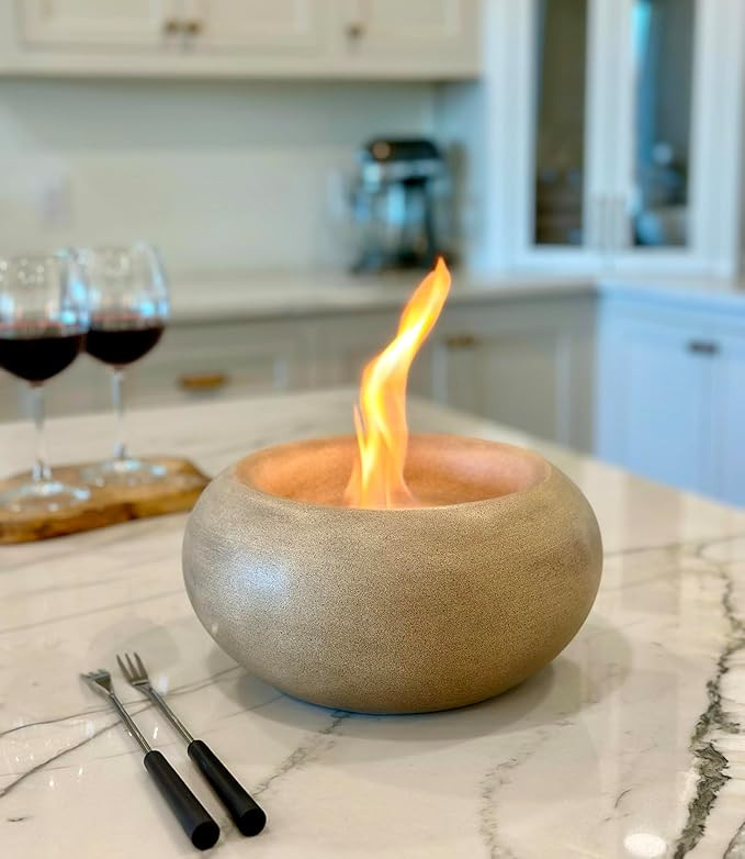 XL Portable Table Top Fire Pit- Durable, Concrete Indoor Fire Pit Tabletop, Smokeless Mini Fire P... | Amazon (US)