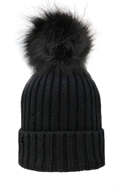 Women's Winter Trendy Warm Faux Fur Pom Pom Fashion Knit Beanie Hats MM3003 | Amazon (US)