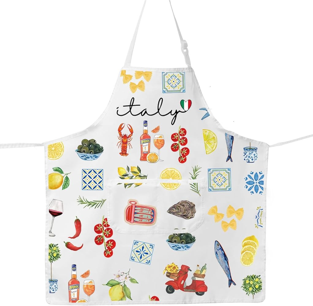 JNIAP Italy Cooking Apron La Dolce Vita Gift Italian Kitchen Apron Italian Amalfi Coast Lemon Apr... | Amazon (US)
