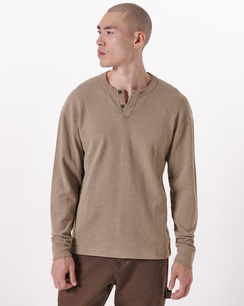 Men's Ribbed Thermal Long-Sleeve Henley | Men's Tops | Abercrombie.com | Abercrombie & Fitch (US)