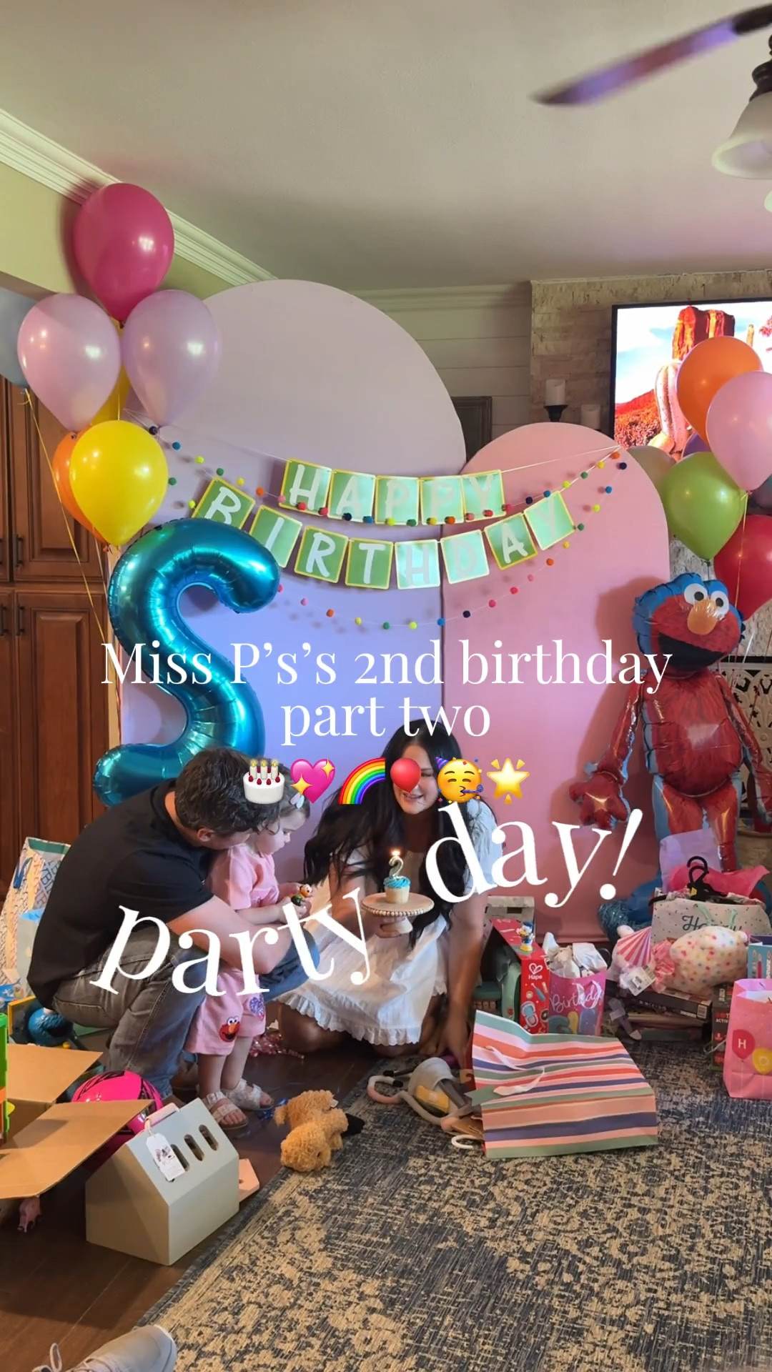 The number of the day is…two! Miss P’s 2nd birthday was a Sesame Street blast 💖🥹🌈🎂🌟🎁