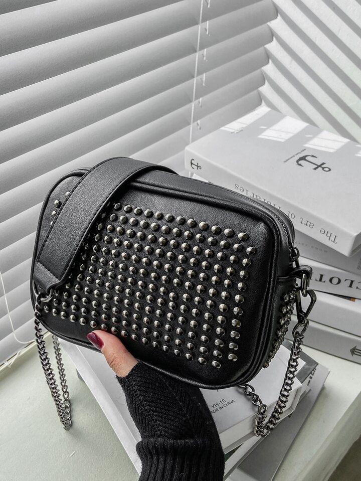 Mini Minimalist Studded Decor Square Bag | SHEIN