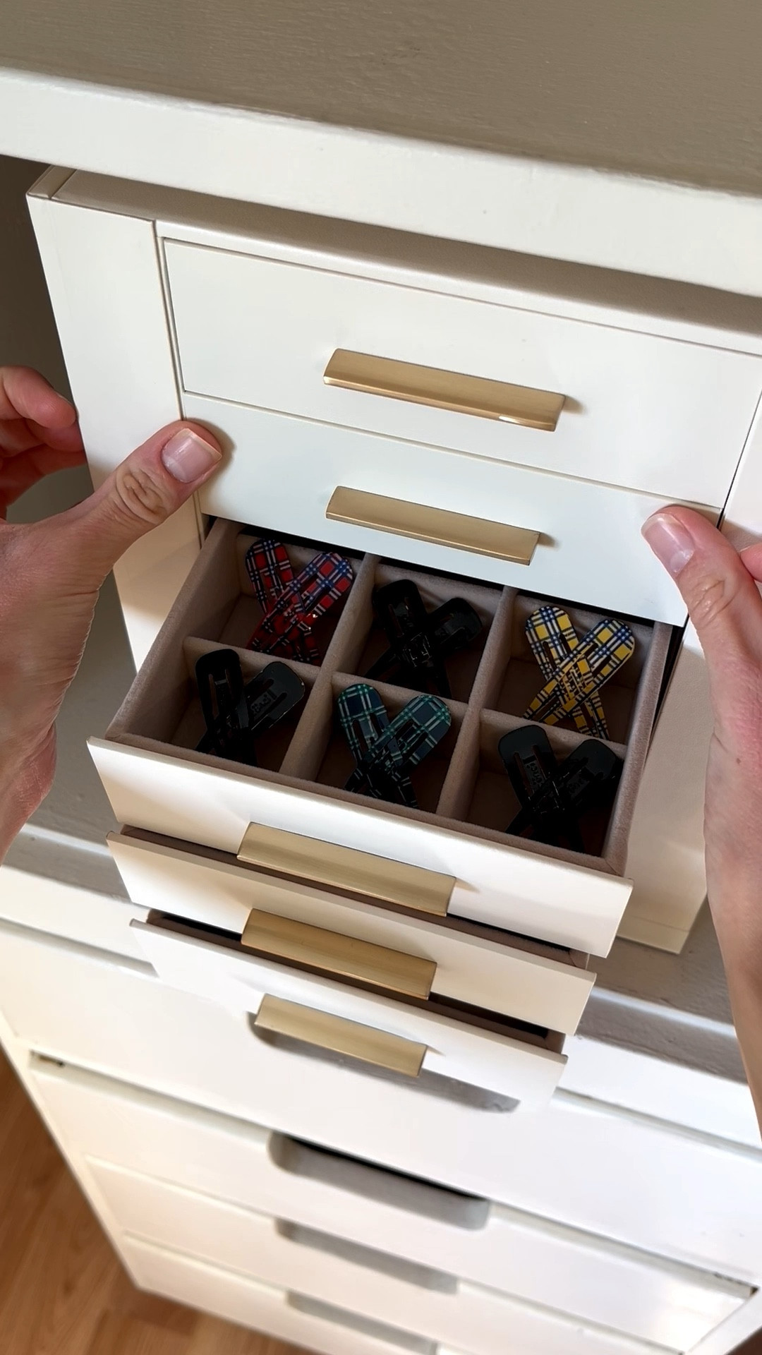 The opposite side of my new #jewelrybox from #Target is made up of spacious stacked drawers, each with unique dividers 🥰 I’m stocking mine full of #organiccottonswabs #hairties #decorativesafetypins #bobbypins #barettes and more! 

#beauty #health #jewelry #accessories #safetypins #sparkle #sparklyaccessories #accessories #organization #jewelryorganizer #beautyorganizer 

#LTKHome #LTKFindsUnder100 #LTKBeauty
