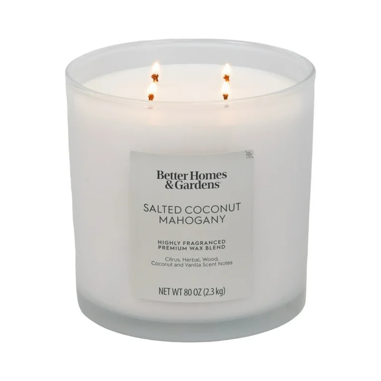 Better Homes & Gardens Salted Coconut Mahogany Scented 4-Wick Large Oversized Jar Candle 80oz. | Walmart (US)