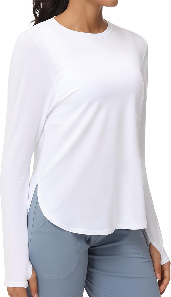 THE GYM PEOPLE Women's Long Sleeve Workout Shirts Lightweight Cotton Running Yoga Tops with Thumb... | Amazon (US)