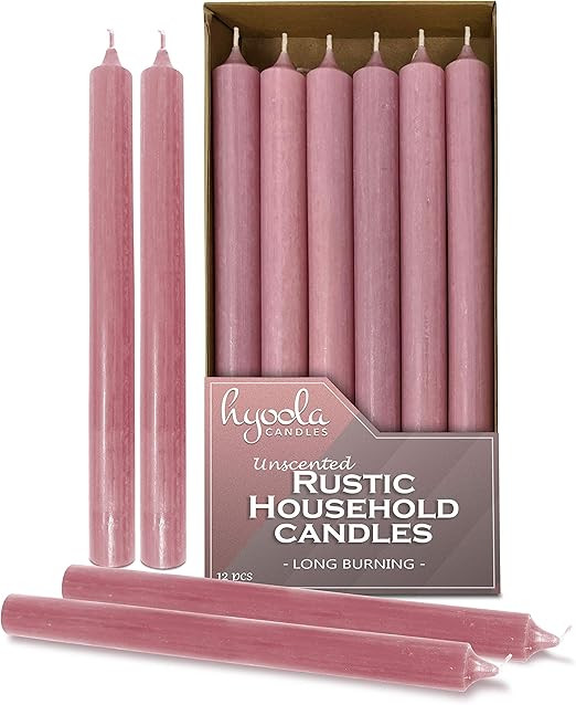 Hyoola 10 Inch Dinner Candles - 12 Pack - Rose Pink Tall Candles - Unscented Rustic Candles - Lon... | Amazon (US)