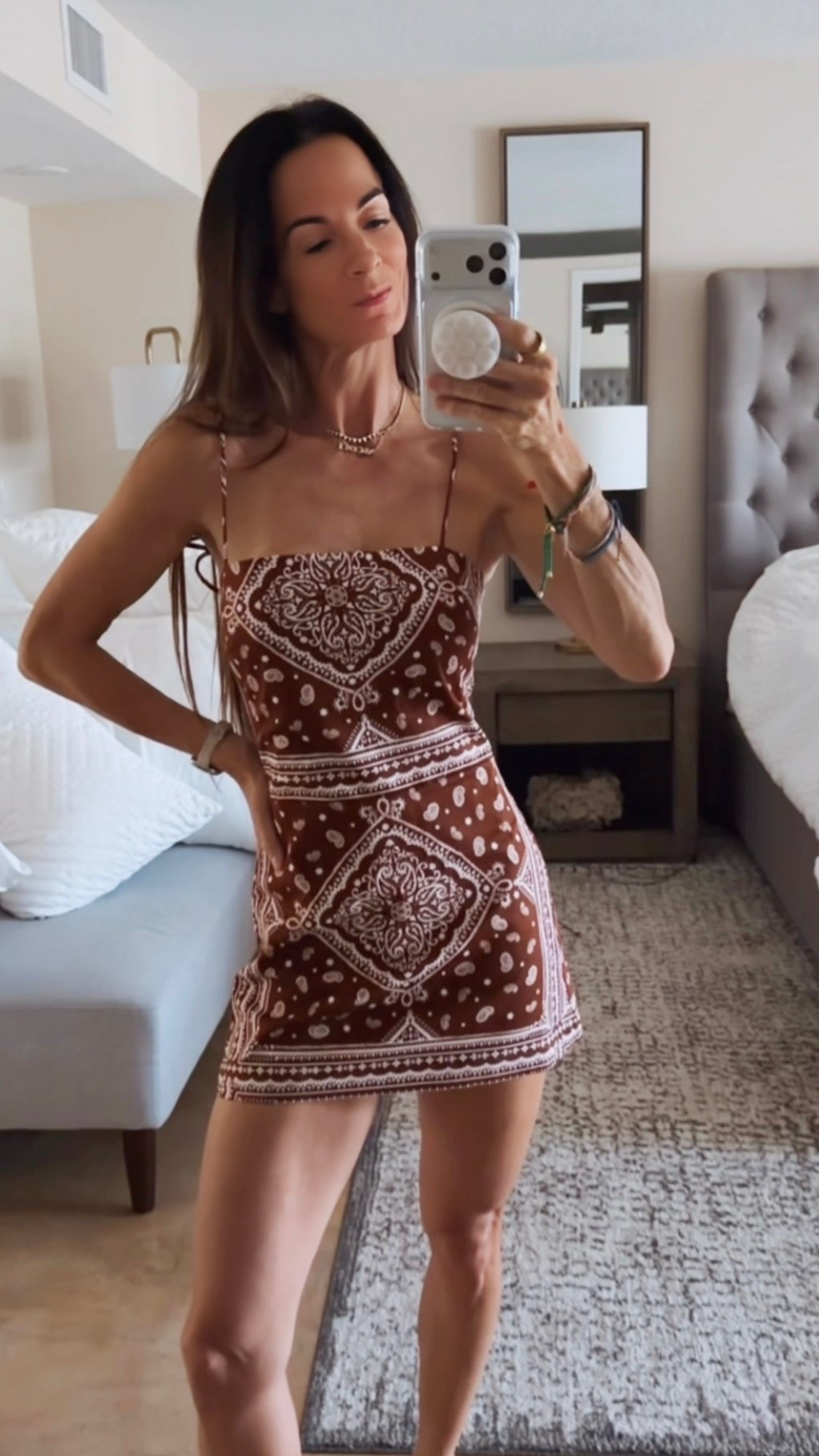 POV: Me convincing myself I definitely needed another dress… because apparently brown is my entire personality now. 🤎😂

And honestly? No regrets.

This little mini is giving expensive without the expensive price tag. The bandana-inspired print, flattering fit, and the prettiest chocolate brown shade… I’m obsessed. It’s one of those throw-on-and-look-like-you-tried dresses that deserves a permanent spot in your closet.

Brown is officially replacing black in my wardrobe this season and I’m completely here for it.

xo,
Nicole

#NicoleColeeStyle #SummerStyle #MiniDress #OOTD #BrownIsTheNewBlack

#LTKootd #LTKgrwm #LTKdayinmylife