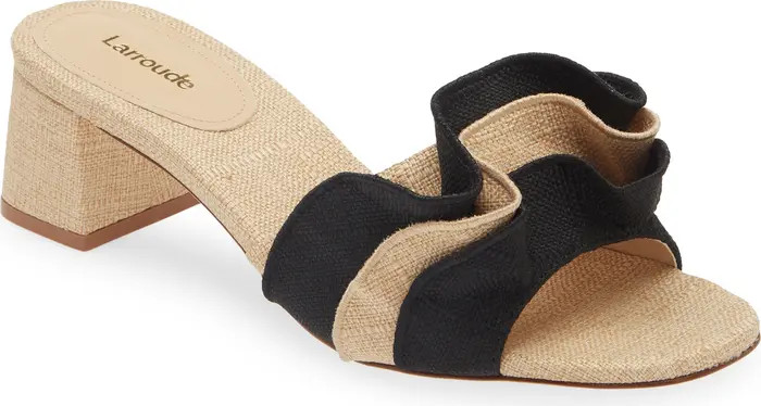 Larroudé Brigite Ruffle Raffia Sandal (Women) | Nordstrom | Nordstrom