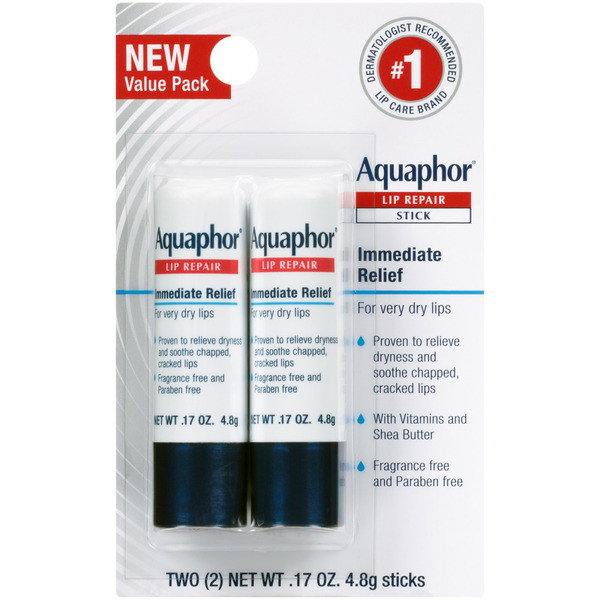 Aquaphor Lip Repair Stick Soothes Dry Chapped Lips Two(2) Sticks - 0.4 oz | Instacart