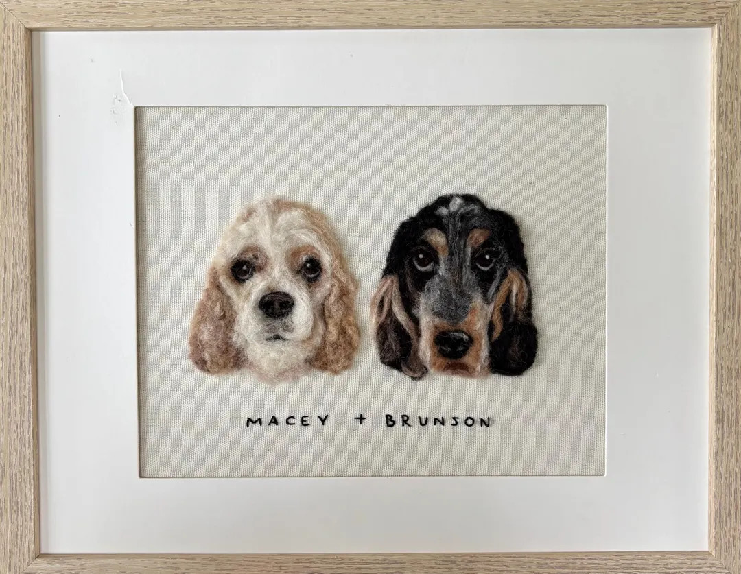 Two Pets Framed Wool Felt portrait custom  needle felt needle point | Etsy (US)