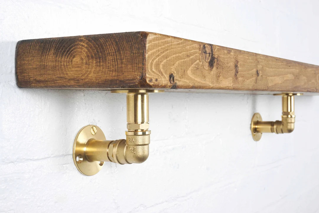 Industrial Brass Pipe Shelf Bracket Holder Elbow Style (pair) - Etsy Canada | Etsy (Global)