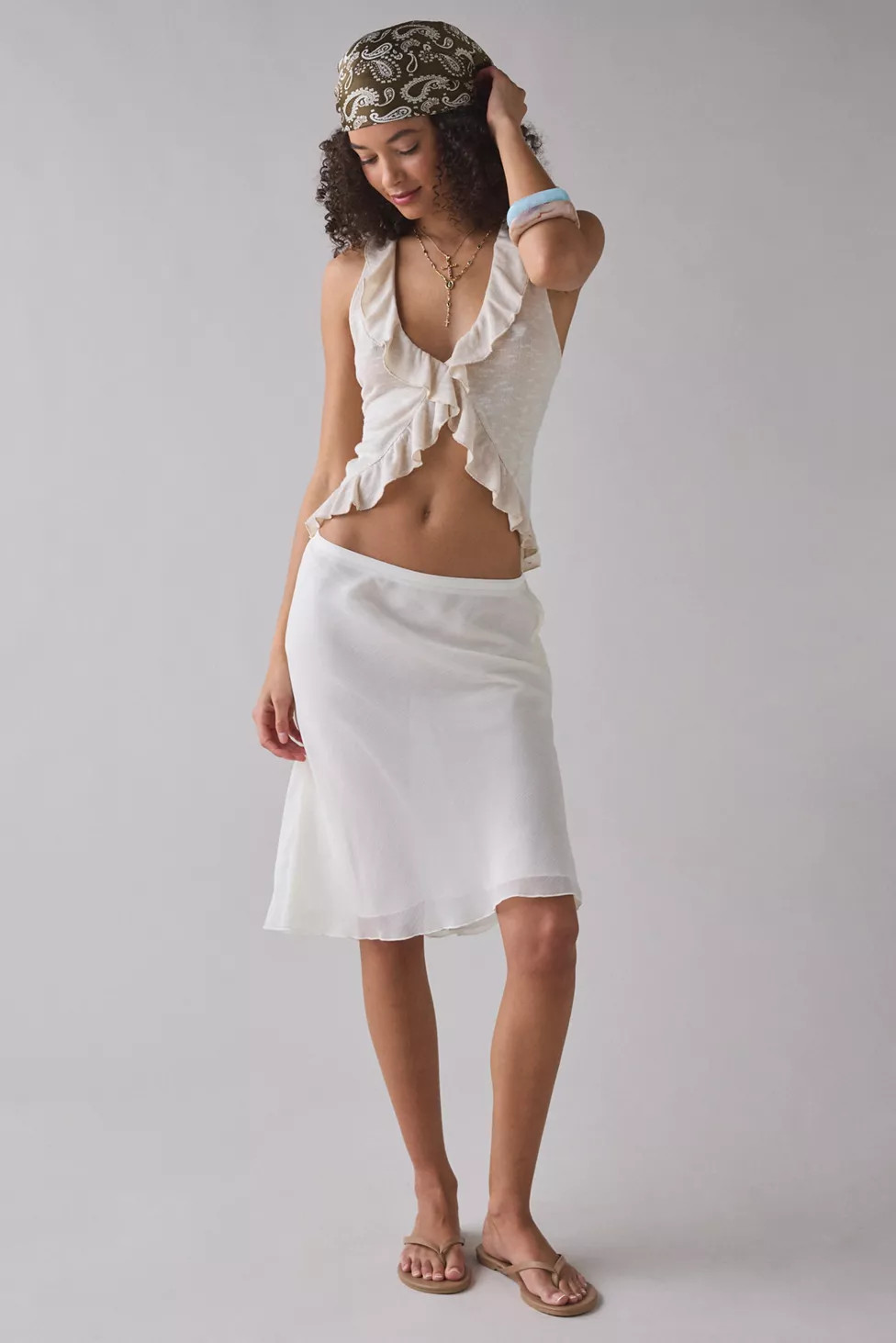 Lioness Shoreline Sheer Slip Midi Skirt | Urban Outfitters (US and RoW)