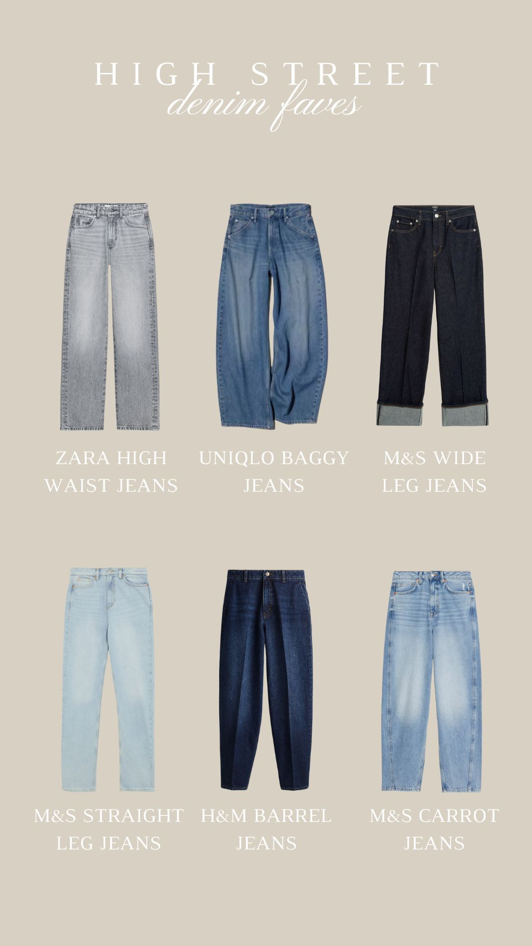High street denim jean favourites, H&M, M&S, Uniqlo, Zara, barrel leg jeans, boyfriend jeans, straight leg jeans, autumn fashion  

 #LTKuk #LTKautumn #LTKstyletip