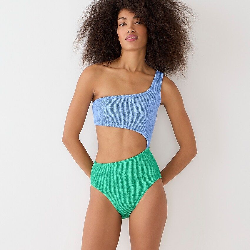 Textured one-piece swimsuit with cutouts | J.Crew US
