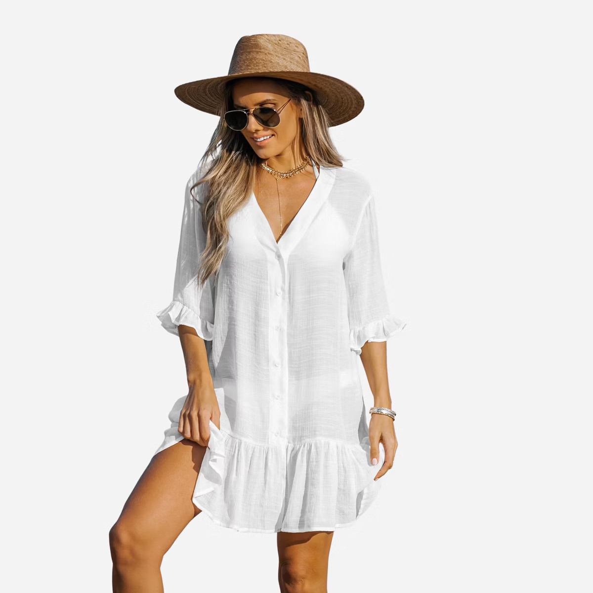 Women's Ruffled Swim Cover Up Dress -Cupshe | Target