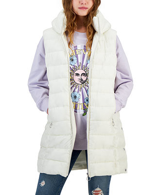 Juniors' Long Shine Hooded Puffer Vest | Macy's