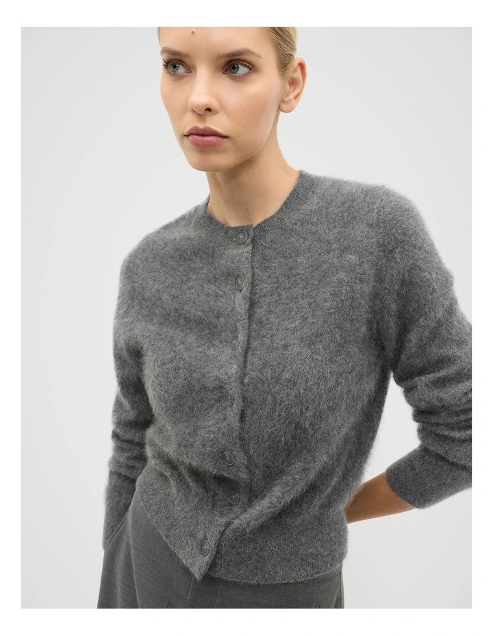 Seed HeritageBrushed Cashmere Button Cardigan in Grey | Myer