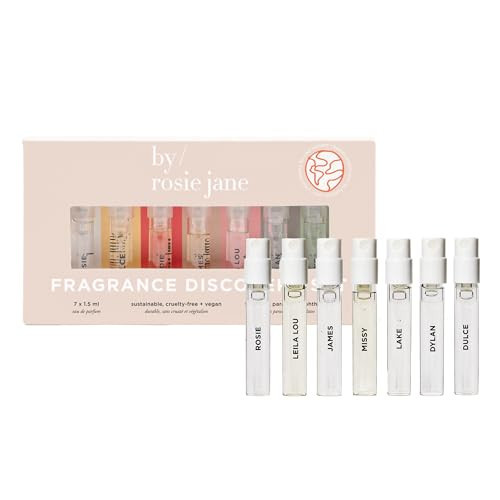 By Rosie Jane Discovery Perfume Set - 7 Piece Travel Size Perfume Set - Gift Set Includes Scents Missy, Dulce, Leila Lou, James, Lake and Dylan - Clean Perfume for Women (7 Count) | Amazon (US)