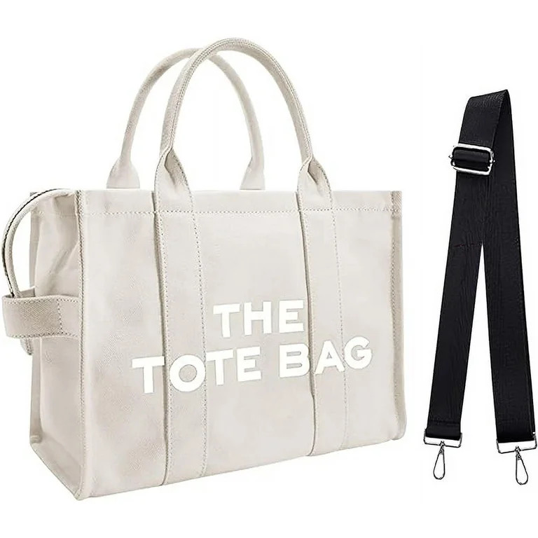 Canvas Tote Bags For Women,Handbag Tote Purse With Zipper Canvas Crossbody Bag(Beige) | Walmart (US)