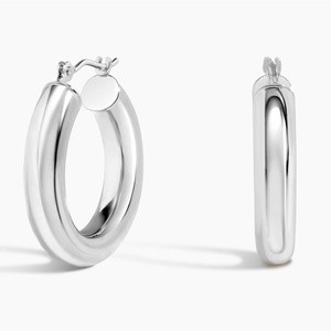 14K White Gold 4mm Small Perfect Hoop Earrings | Brilliant Earth