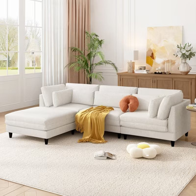 KTMBDW 110.5" L-Shaped Modular Sectional Sofa, 4 Seat Modular Couch with Storage, Memory Foam, Convertible Sectional Couches for Living Room, Beige | Target