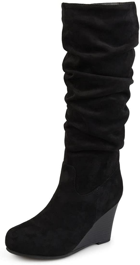 Journee Collection Womens Regular and Wide Calf Slouchy Mid-calf Wedge Boots | Amazon (US)