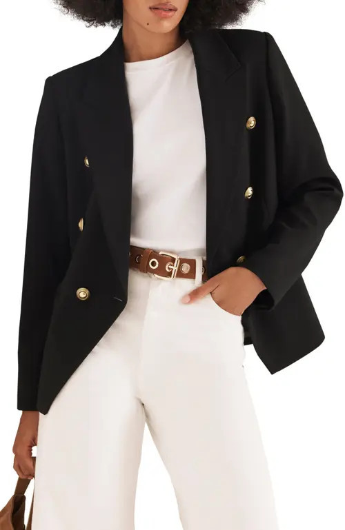 MINT VELVET Double Breasted Blazer in Black at Nordstrom, Size Small | Nordstrom