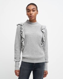 Rib Ruffle Sweater In Heather Grey | 7 For All Mankind