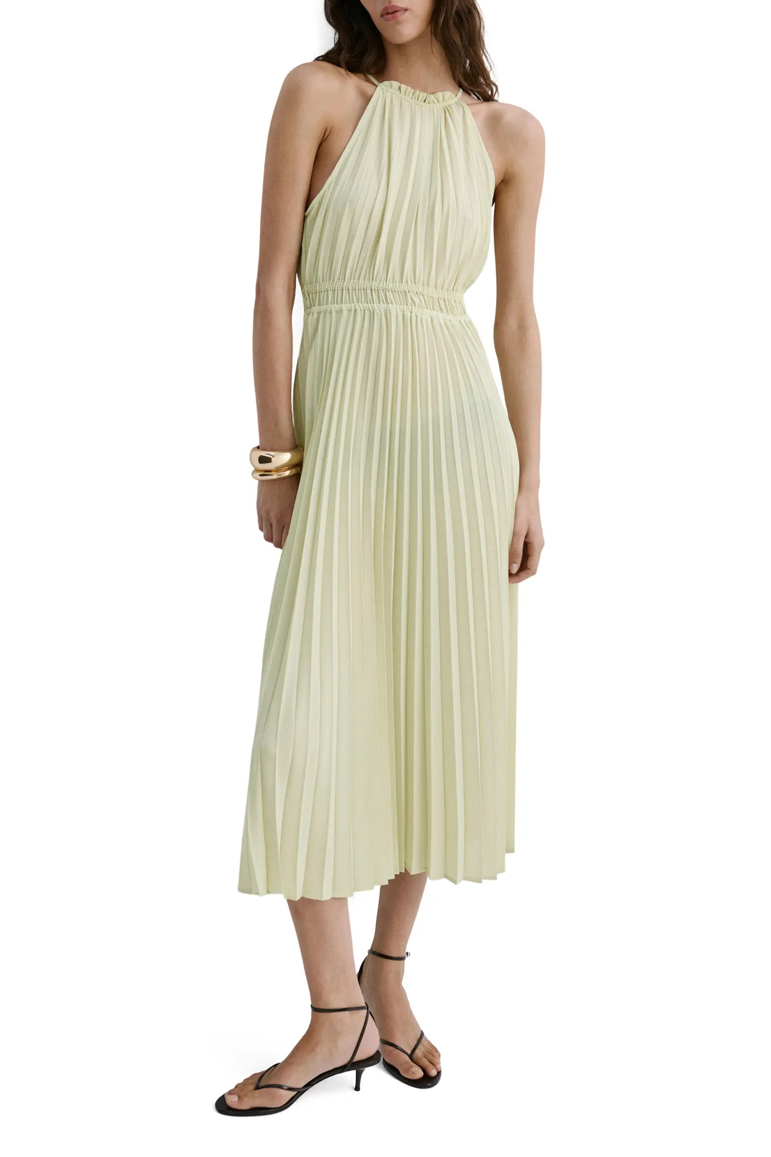 Pleated Halter Neck Midi Dress (Women) | Nordstrom | Nordstrom