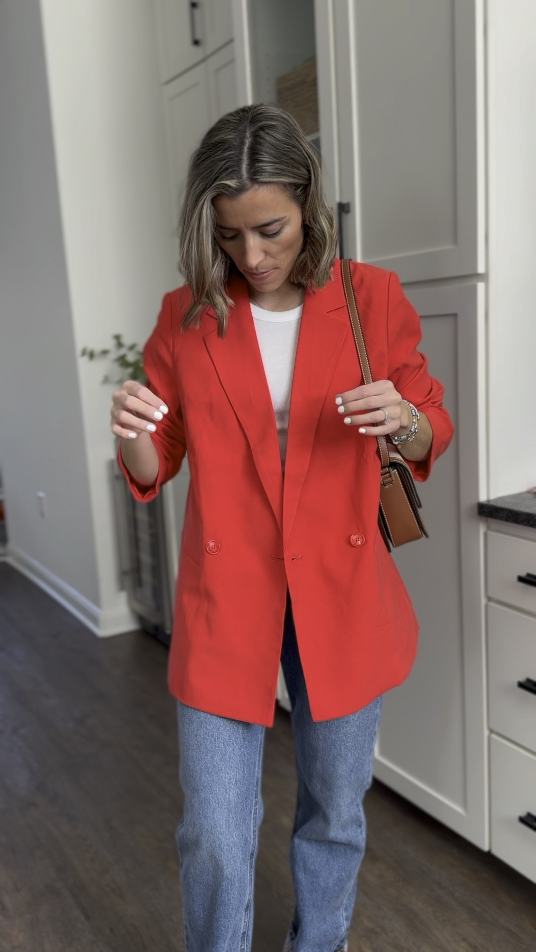 Red blazer size small 
Jeans size 4 but needed size 2 

#LTKfindsunder50