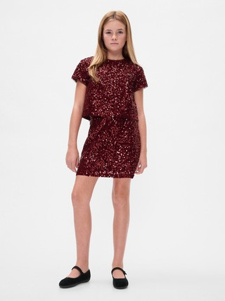 Kids Sequin Velvet Mini Skirt | Gap (US)